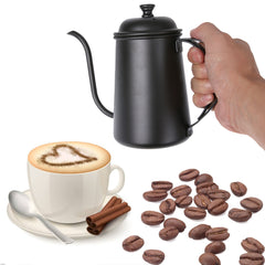 2017 Black Stainless Steel 650ml Coffee Tea Pot Hand Small Mouth Coffee Pot  Long Mouth kettle hot water for Barista