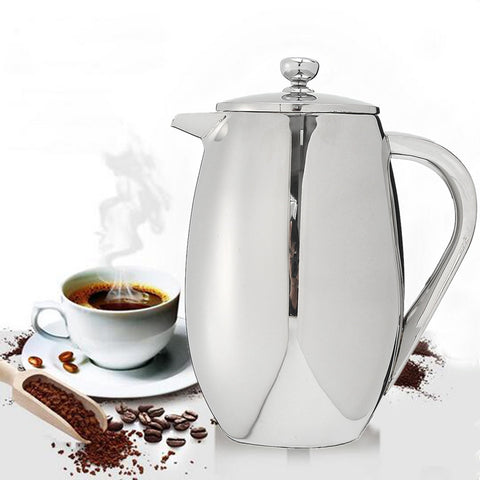 350ML Stainless Steel Double Wall Cafetiere French Press Coffee Tea Pot Coffee Tea Maker Permanent Coffee Filter Baskets Tools