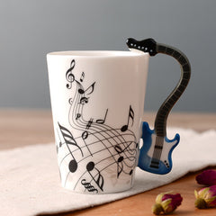 Novelty Guitar Ceramic Cup Personality Music Note Milk Juice Lemon Mug Coffee Tea Cup Home Office Drinkware Unique Gift