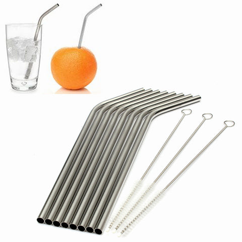 10 Pcs Stainless Steel Metal Drinking Straw Reusable recycle Straws and Cleaner brush Drink Coffee & Tea  JS0556