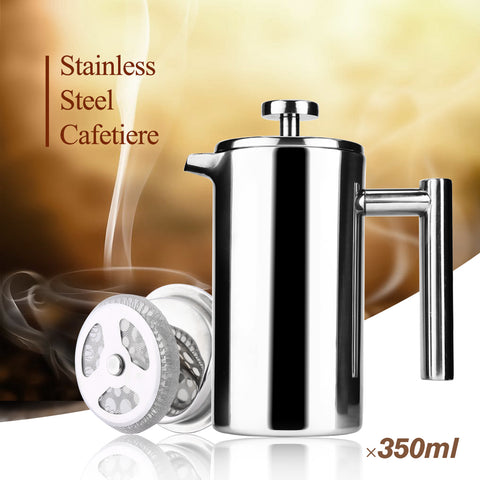 Quality 350ML Stainless Steel Coffee Pot Cafetiere French Press With Filter Double Wall Insulation Design Polish Process Pot Cup