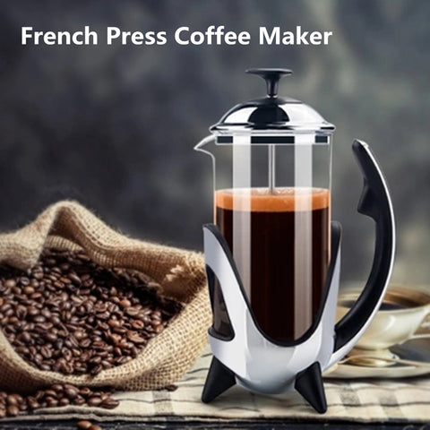 French Press Coffee Maker Stainless Steel Filter Coffee Pot Tea Kettle Heat Resistant Glass Cafetiere Kitchen Hand Filter Press