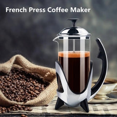 French Press Coffee Maker Stainless Steel Filter Coffee Pot Tea Kettle Heat Resistant Glass Cafetiere Kitchen Hand Filter Press