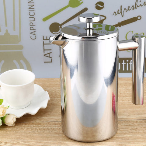 2016 Newest High Quality Insulation Design Polish Process 1000ML Stainless Steel Cafetiere French Press With Filter Double Wall