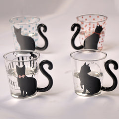 Cute Creative Cat Kitty Glass Mug Cup Cute Cat Hot Coffee Mugs for Creativity Funny Novelty Cups and Mugs of Milk Coffee Tea