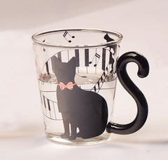 Cute Creative Cat Kitty Glass Mug Cup Cute Cat Hot Coffee Mugs for Creativity Funny Novelty Cups and Mugs of Milk Coffee Tea