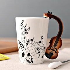 Novelty Guitar Ceramic Cup Personality Music Note Milk Juice Lemon Mug Coffee Tea Cup Home Office Drinkware Unique Gift