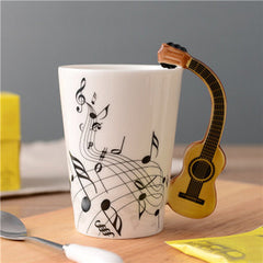 Novelty Guitar Ceramic Cup Personality Music Note Milk Juice Lemon Mug Coffee Tea Cup Home Office Drinkware Unique Gift