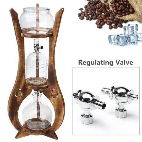 Glass 600ml 6 Cups Cold Drip Iced Coffee Maker Brew Dutch Wooden Tower Espreeo Brewer Home Kitchen Coffee Tools Kit Machine